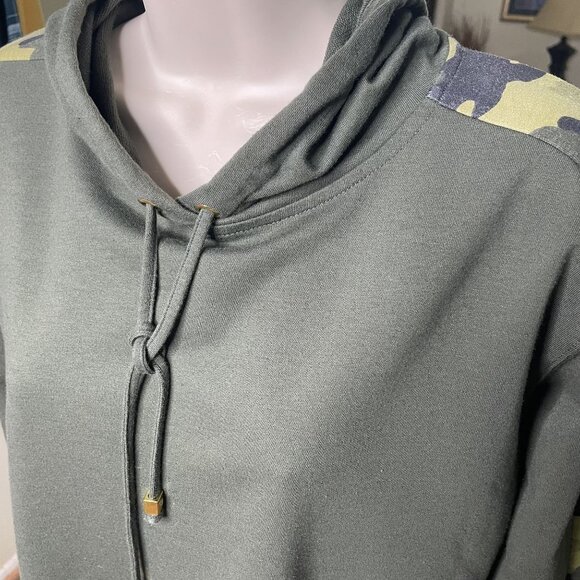 Michael Kors Womens Hoodie Sweatshirt Army Green Camouflage Sleeves Size S u - Picture 5 of 13